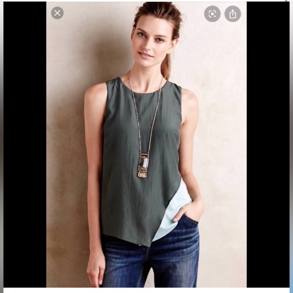 Anthropologie Bordeaux Two-Tone Green Tank Top